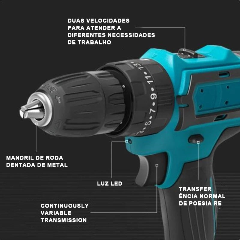 Parafusadeira Furadeira De Impacto Sem Fio 48V COM 2 Baterias