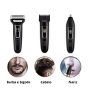 Barbeador Elétrico Profissional 3 em 1, Barba, Cabelo, Nariz | Shaver Kemei ®
