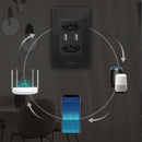 Tomada COIBEU WiFi 2 USB Com Painel De Vidro De Toque De Soquete Botão De Saída Funciona Tuya Alexa Google 2 Tomada e 2USB