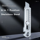 Estilete Inox Multiuso 6 em 1 - 100% Aço Inox