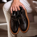 Sapato Casual Masculino Nolan - Mocassim Tratorado Em Couro Preto
