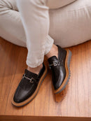 Sapato Casual Masculino Nolan - Mocassim Tratorado Em Couro Preto