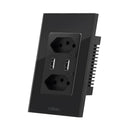 Tomada COIBEU WiFi 2 USB Com Painel De Vidro De Toque De Soquete Botão De Saída Funciona Tuya Alexa Google 2 Tomada e 2USB