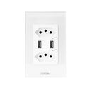 Tomada COIBEU WiFi 2 USB Com Painel De Vidro De Toque De Soquete Botão De Saída Funciona Tuya Alexa Google 2 Tomada e 2USB