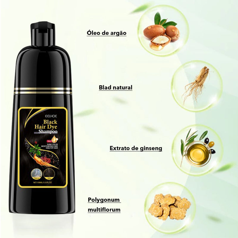 Shampoo De Tintura De Cabelo Preto 3 Em 1 , Fórmula De Ervas Hidratante Suave