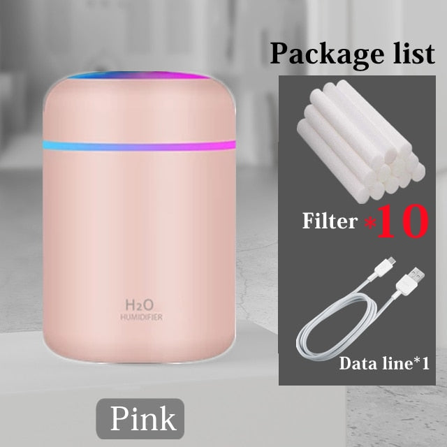 Mini Umidificador de Ar 300ml USB Portátil - H20 Multicolor